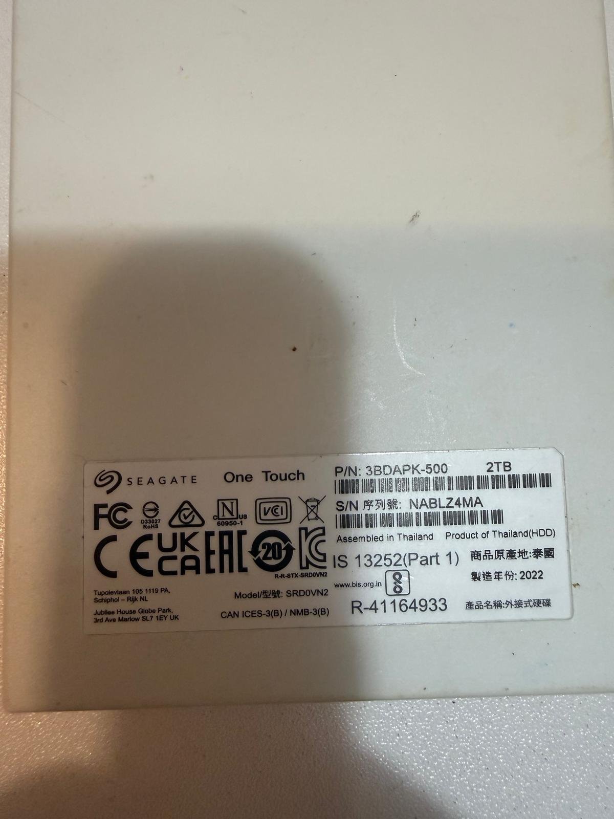 Seagate One Touch external HDD 2TB photo